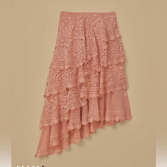 Farm Rio Light Pink Guipure Layered Maxi Skirt - Picture 9 of 9